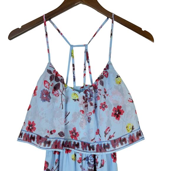 Princess Vera Wang Juniors Blue Floral Double Slit Strappy Maxi Dress - Picture 4 of 11